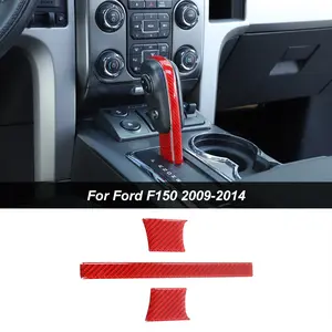 Gear Shift Knob Cover Trim Sticker For Ford F150 2009-2014, carbon fiber ABS Car Interior Accessories Soft Carbon Fiber Carstickers