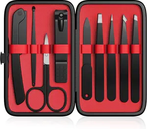 9-Pc Professional Stainless Steel Tweezers Set - Precision Eyebrow Tweezers for Ingrown Facial Hair, with Leather Travel Case, Ideal as Stocking Stuffing Gifts