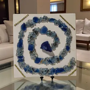 Hand designed 3D Elegant Resin crystallized blue stone hanging decor to be displayed in any room bathroom, bedroom, kitchen, living room, or dining room.
