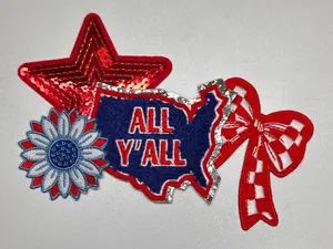 All Yall chenille bundle, America, sequin patch, USA, Trump patch, patriotic patches, American patch, proud to be an American, patch bundle