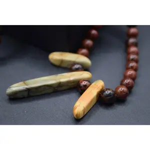 Natural Picasso Jasper mixed with Obsidian 8mm unisex