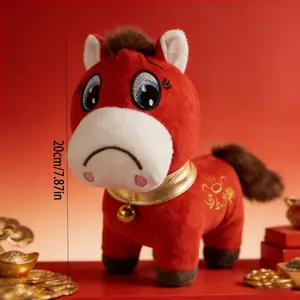 2pcs Emotional Show of Two Ponies | Crying and Laughing Red Pony Mascot Plush Toys, Polyester, Perfect New Year Pet Gift, Cute Big-Eyed Ponies for Mood Soothing and Companionship