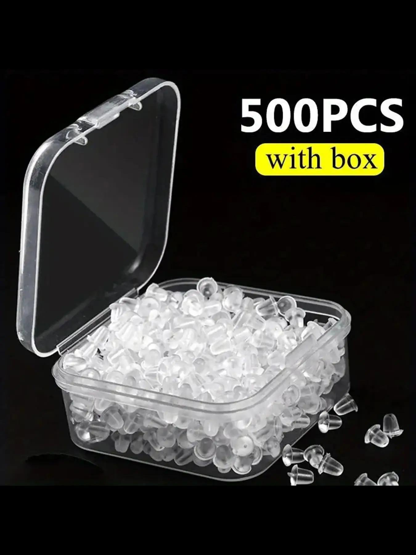 2024 New Style Transparent Silicone Earring Backs with Storage Box, Clear Rubber Ear Plugs for Jewelry Making, Diy Jewelry Making Supplies for Women &