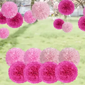 15pcs DIY Tissue Paper Pompoms Decorative Paper Flowers for Birthday Bachelorette Wedding Bridal Shower Party Decor Supplies