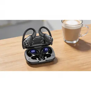 Wireless Bluetooth earbuds with 80 hours of playtime, wireless charging case and digital display. Designed with secure earhooks for sports, delivering deep bass and IPX7 waterproofing. Suitable for use with TV, mobile phones and laptops, availab     SURE