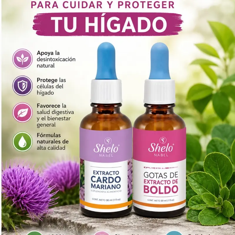 Shelo Nabel Milk Thistle & Boldo Herbal Drops | Dietary Supplement | 2 x 30 mL