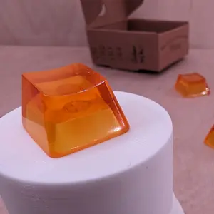 ResinKeyWorks Golden Yellow Blank 1U Accent Keycaps, Transparent Hand Polished Resin OEM Caps with MX stems
