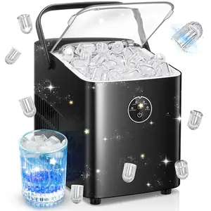 Ice Maker Countertop, Portable Ice Machine with Self-Cleaning, 26.5 lbs/24Hrs, 8 Ice Cubes in 6 Mins, Ice Basket and Scoop, Ideal for Home, Kitchen, Bar, Camping