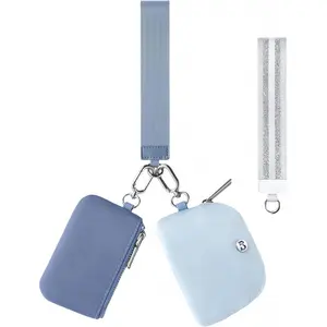 Mini Zip Around Dual Pouch Wristlet With 2 Straps Wristlet Keychain Wallet for Women Coin Purse Small Cute for Teen Girl