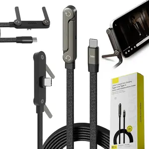 Invisible Stand Charging Data Cable, 240W Ultra-Fast Charging, 2-in-1 Fast Charging Cable with Phone Stand, Suitable for Gaming, Office, In-Car Travel, Compatible with iPhone and Samsung Type-C Charging Data Cables