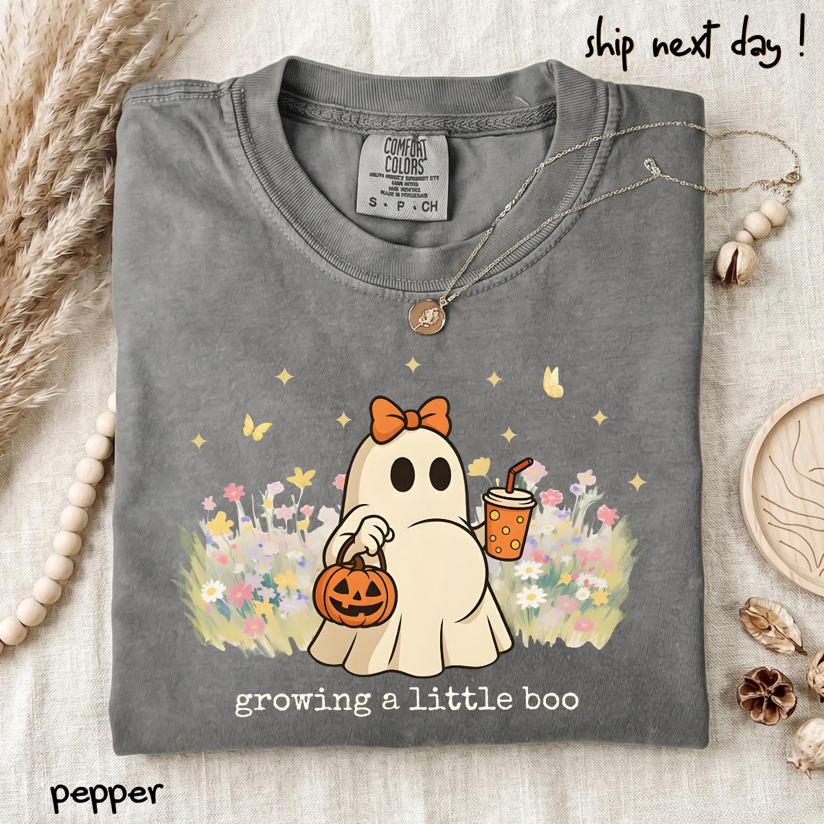 Comfort Colors Halloween Maternity Shirt, Growing A Little Boo Pregnancy Announcement Tee, Funny Spooky Pregnant Mom Shirt, New Mommy Gift