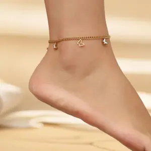 Women's Stainless Steel Drip Oil Butterfly Anklet, Boho Chic Bohemian Style Cute Aesthetic Alternative Artistic Anklet, Fashionable Costume Jewelry Accessory for Daily Wear, Vacation, Cute Anklets, Aesthetic Anklets,summerwins