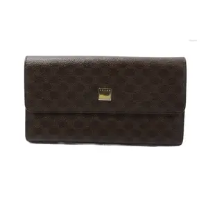 Pre-owned Celine Coated Canvas Small Leather Goods Macadam Triomphe Monogram Long Wallet