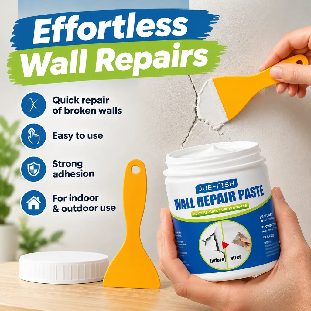 Wall Repair Paste Kit - Quick Repair Spackle Compound with Scraper for Drywall Hole, Crack and Peeling Wall Fixing, Fast Drying Mending Putty Cream for Home Renovation Maintenance