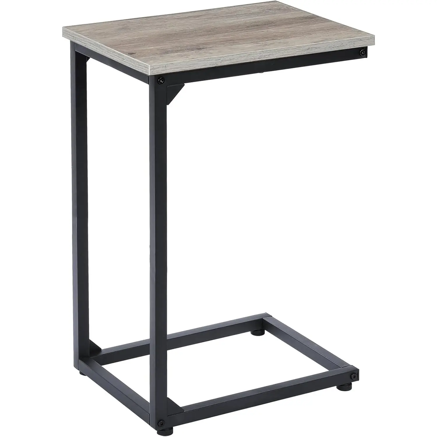 C Shaped End Table, Slide Under Couch Table for Sofa, TV Tray Snack Table, Small Side Table for Small Space, Living Room, Grey