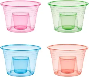 Soft Plastic Bomber Shot Cups, Jager Blaster Power Bombs Cups, 3 oz., 50-Count, Assorted Neon