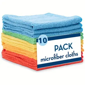 10 Pack Microfiber Cleaning Cloths – Ultra Absorbent, Streak-Free, Scratch-Free Cleaning Towels for Car, Kitchen, Home, Glass & Appliances