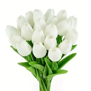 10pcs Tulip Simulation Flowers PU Feel Lightweight Artificial Flowers for Party Wedding Home Decoration Fake Flowers Table Arrangement Decorative Plastic Flowers Fake Tulips