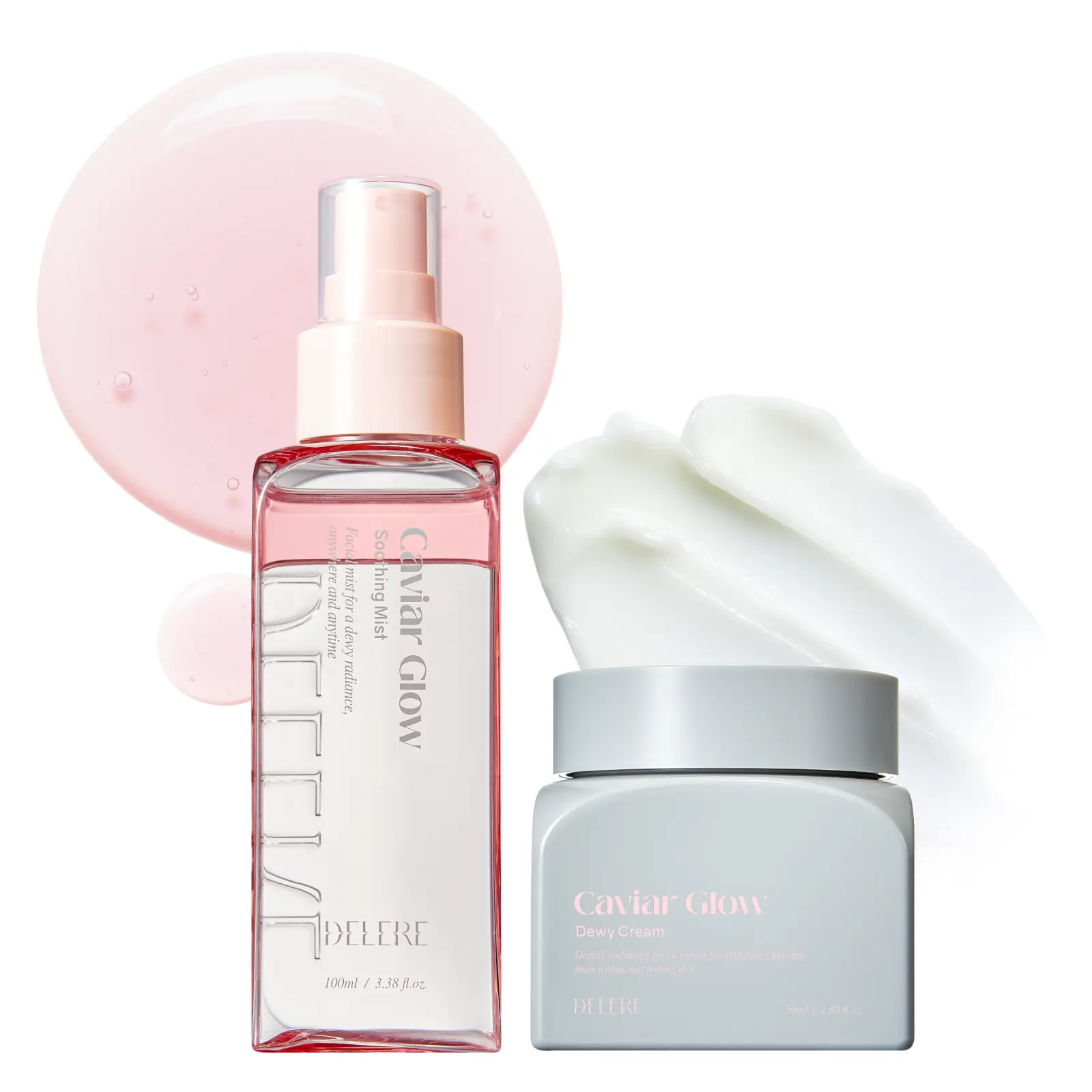 Delere Lock the Glow Duo | Hydrating Caviar Collagen Mist & Cream for Radiant Glass Skin