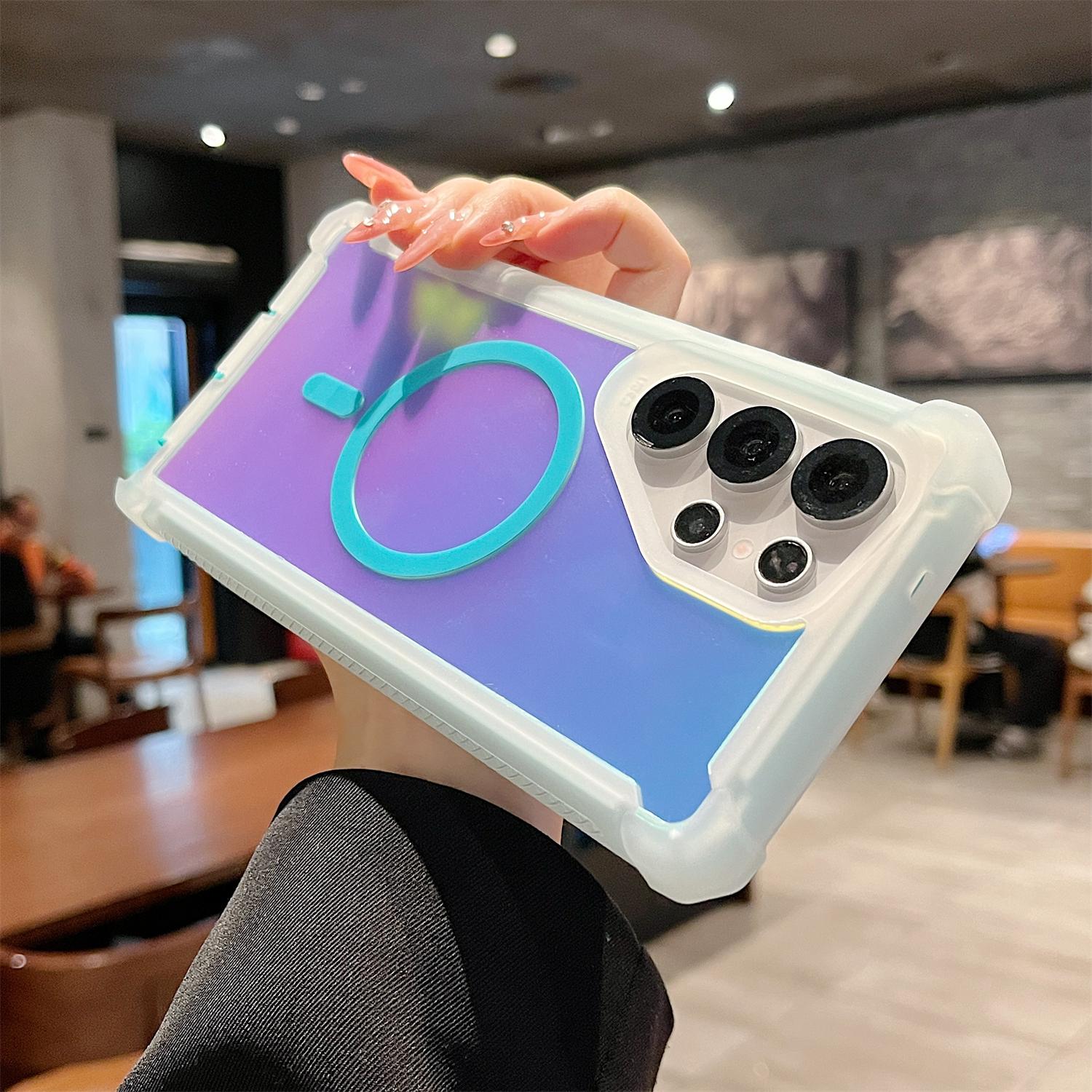 Luxury Laser Magnetic Case for Samsung Galaxy S26 Ultra Plus S25 S24 S23 Ultra Plus, Compatible with MagSafe, Dazzling Iridescent, Dual Layer Protection, Shockproof Bumper Cover Case