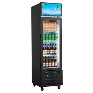 VEVOR Commercial Merchandiser Refrigerator, 6.1 Cu.Ft / 173 L Glass Door Display Refrigerator, Upright Beverage Cooler with Customizable Lightbox, 3 Adjustable Shelves & Soft LED Light for Homes Shop
