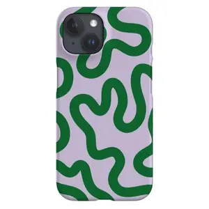 Y2K Swirl Lines Phone Case: Lilac Green Abstract Cover, Magsafe Phone Cases  For IP X 11 12 13 14 15 16 17 S21 S22 S23 S24 S25-Ultra Series