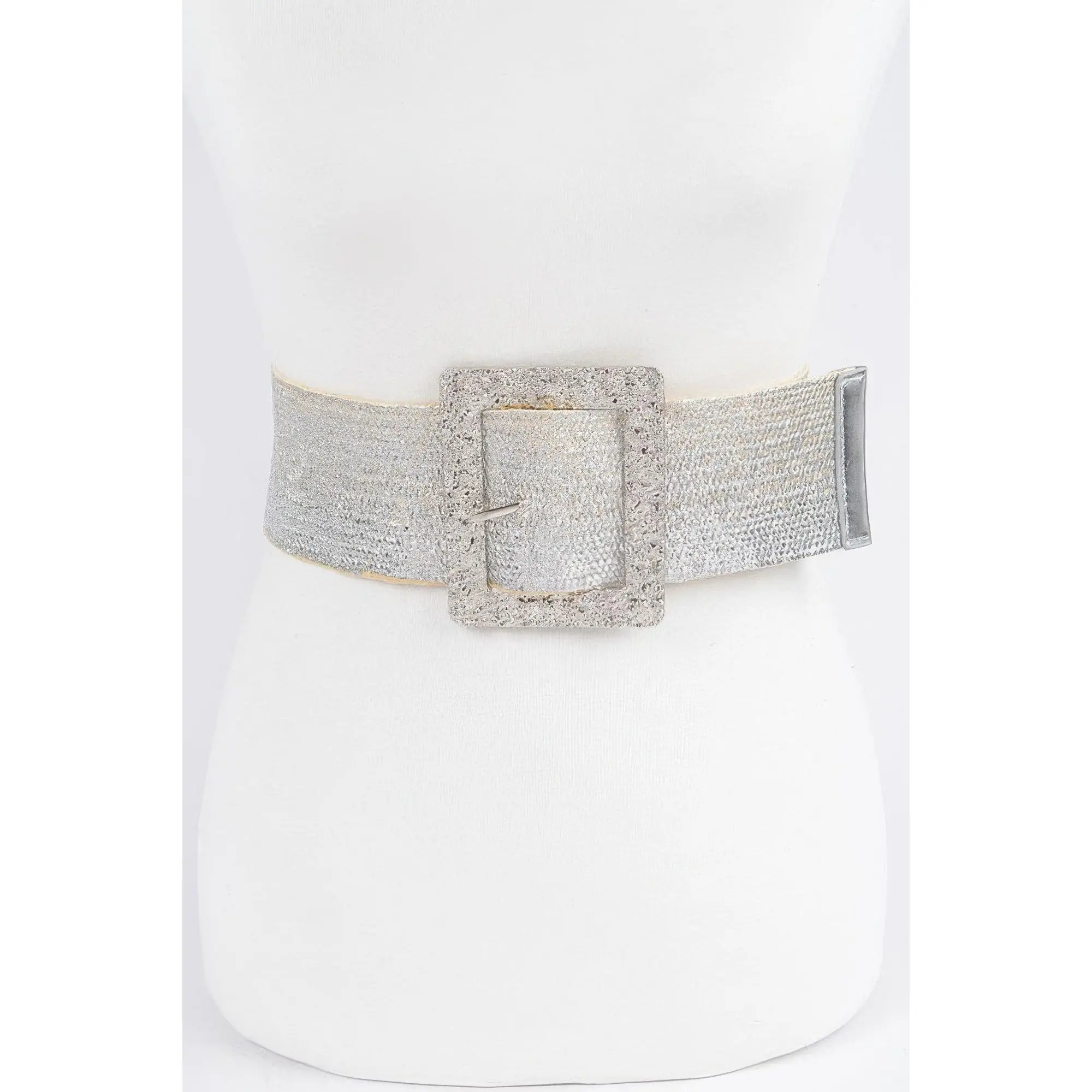 Wide Metal Buckle Clear Belt