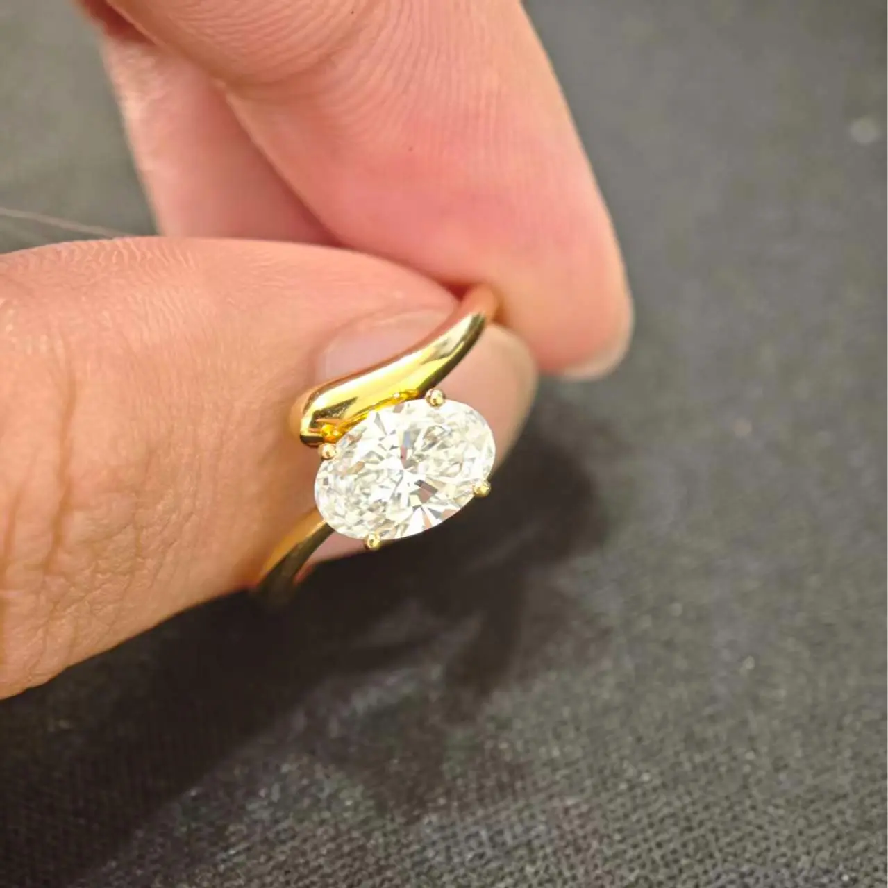Custom For mena 1ct Oval Lab-Grown Diamond Ring, 14K Yellow, US Size 6.5