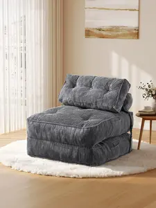 【DealsforYou】ONBRILL Armless 4-in-1 Convertible Sleeper Chair - Foldable Corduroy Durable Fully Assembled Dual-Purpose Indoor Lounger Sofa for Living Room, Single Adult Furniture