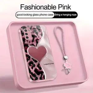 Suitable for [Galaxy A03s] high-end phone case，a beautiful four-leaf clover lanyard is included,simple leopard print heart pattern,a variety of colors are available for you to choose from YM99