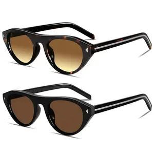 1/2Pcs Retro Oval Sunglasses for Women Men Trendy Narrow Shades Vintage Cat Eye UV400 Protection Sunnies
