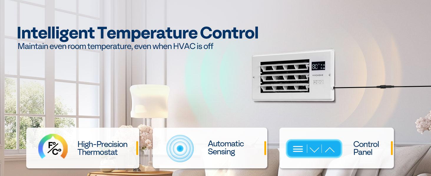 VIVOHOME Register Booster Fan WIFI App & Remote Control - With Adjustable Louver - Smart Thermostat & 10-Speed - AC Vent Fan for Floor, Ceiling, Wall - Quiet Operation (White) VIVOHOME Register Booster Fan WIFI App & Remote Control - With Adjustable Louver - Smart Thermostat & 10-Speed - AC Vent Fan for Floor, Ceiling, Wall - Quiet Operation (White)