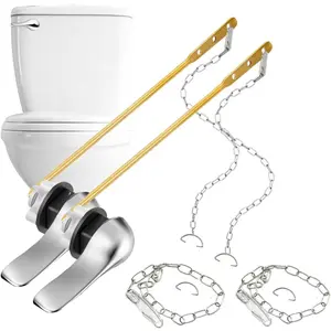 2 count Toilet Handle Replacement Kit, Front Universal Toilet Bowl Replacement Kit, Chrome Toilet Tank Trip Lever with Stainless Steel Rod