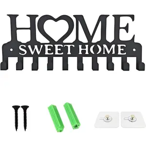Home Sweet Home Letter Design Wall Mounted Key Holder, Key Hanger Hooks Rack, Wall Organizer for Entryway Door Hallway Bathroom Kitchen, Decoration Items, Decor