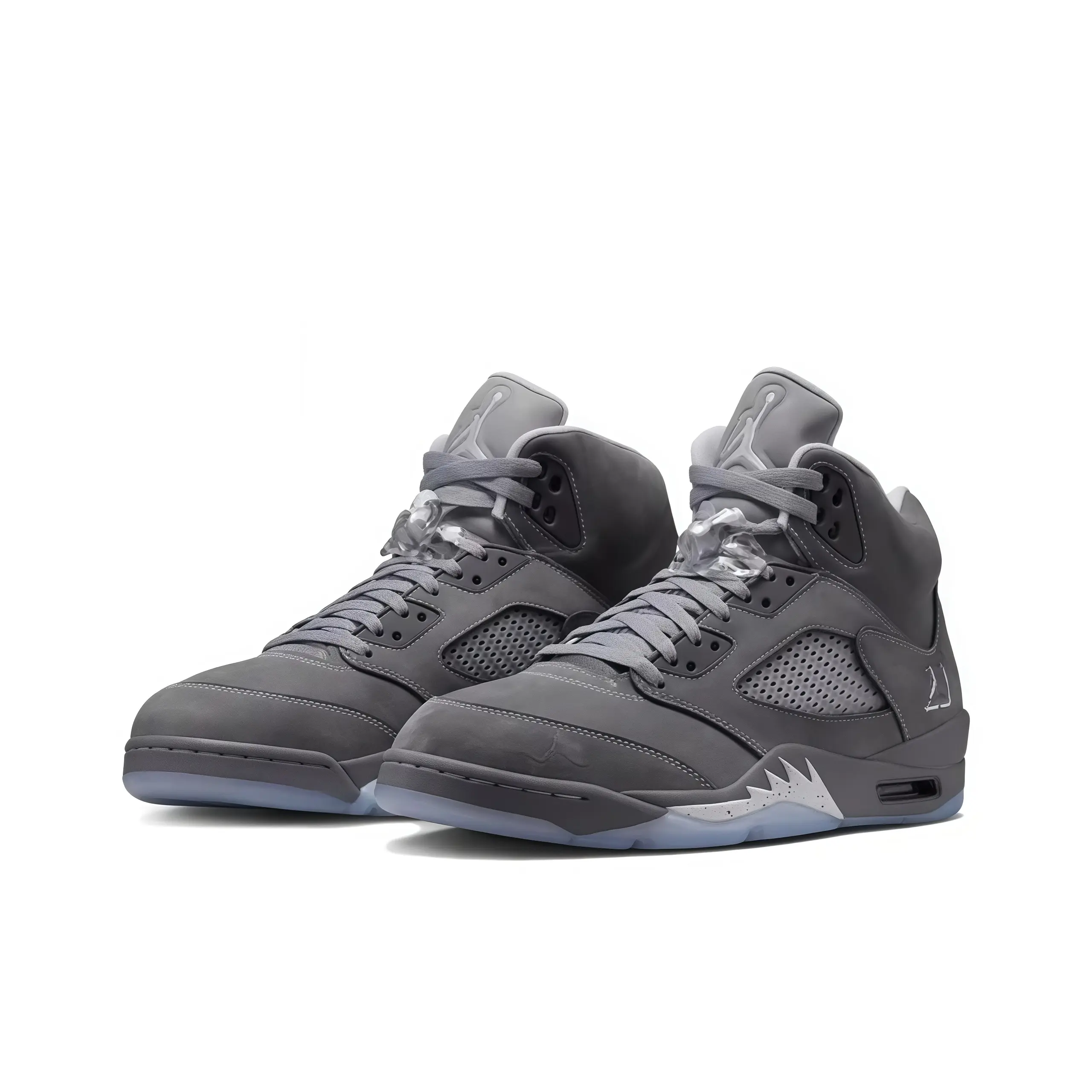 Air Jordan 5 Retro "Wolf Grey" Dark Grey Translucent Blue Outsole Unisex High Top Basketball Sneakers Retro Street Shoes For Men Women