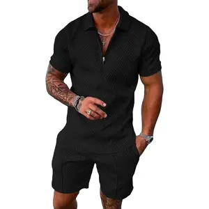 Men's 2 Piece Outfits, Short Sleeve Polo Shirt and Casual Shorts Set, Summer Fashion Tracksuits, Breathable Loungewear for Men