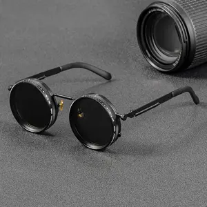 CRIXALIS Polarized Round Sunglasses ND9 Adjustable Dimming for Men Women Retro Punk Fishing Eyeglasses Outdoor Shades UV400 9-Gear Precision Control