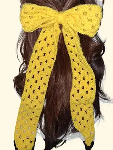 Sunny Canary Crochet Hair Bow - Handmade Soft Acrylic Yarn Hair Tie for Women Custom Colors Available CrochetHairTie HandmadeHairBow YellowHairAccessories CustomCrochet HairFashionTikTok BohoHairStyle CrochetGiftIdeas SoftGirlAesthetic TikTokShopFinds ran