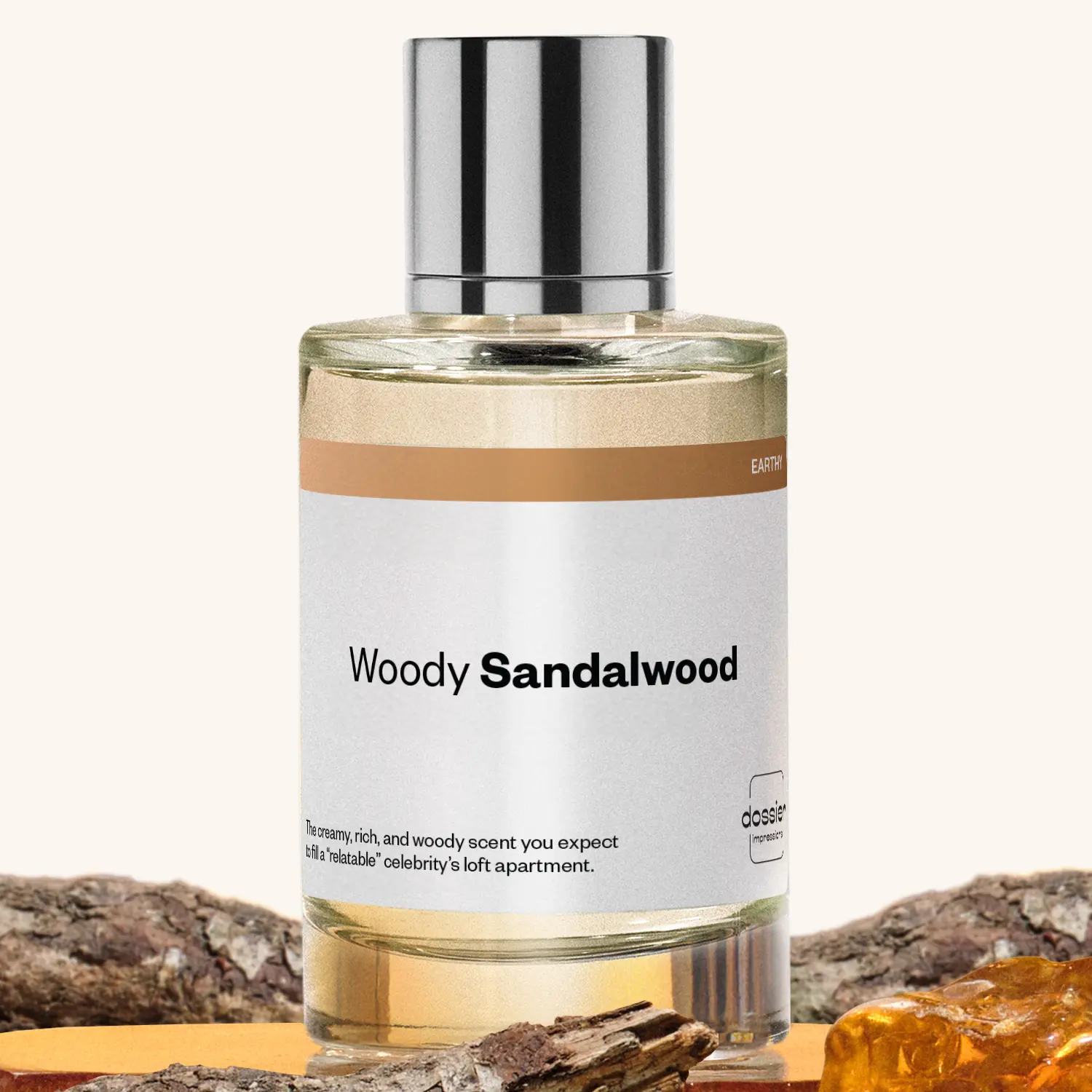 Woody Sandalwood, Dossier, Unisex Perfume, Eau de Parfum, 50ml, Sandalwood, Violet Leaves, Cardamom, Orris, Ambrox, Cedarwood, Musk, Amber