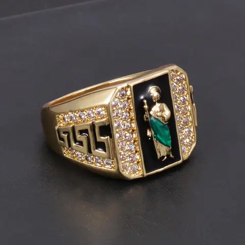Men's Elegant Rhinestone Decorated Copper Ring, Beautiful Rings, Fashionable Jewelry for Party & Daily Clothing Decor, Trendy All-match Jewelry for Birthday Gift, Statement Rings