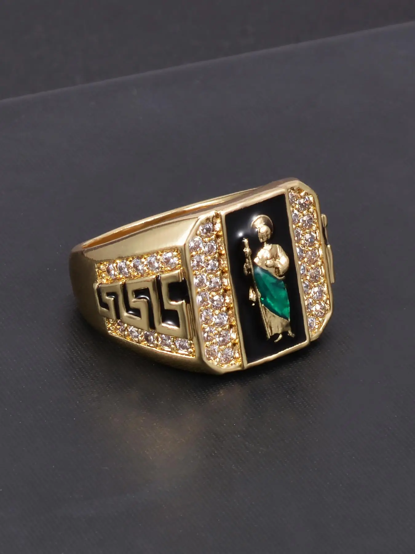 Men's Elegant Rhinestone Decorated Copper Ring, Fashion Jewelry for Party & Daily Clothing Decor, Trendy All-match Jewelry for Birthday Gift