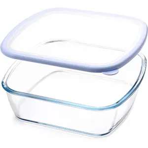 Glass Baking Dish with  , Square Baking Pan, Glass Casserole Dish for Oven Dishwasher Safe, Baking Pan for Lasagna, Risotto (Blue, 2.6L)