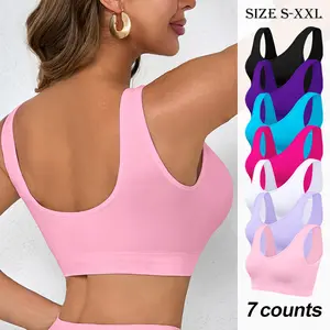 Women Crop Tank Top Women's New Style Yoga Sports Bra Fitness Top Beautiful Back Sports Seamless Solid Bra