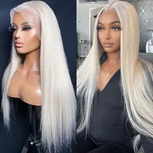 Platinum Blonde Straight Lace Front Wigs 13x4 UHD Transparent Lace Front Breathable Hair Pre Plucked 200% Density Lace Front Wigs With Baby Hair for Women