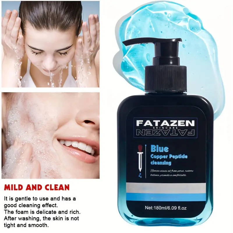 Fatazen 180ML Large Capacity Copper Peptide Facial Cleanser, Gentle Cleansing, Soothes Skin Discomfort, Strengthens Skin Barrier, Daily Use