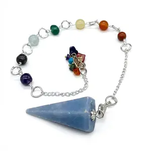 Angelite 7 Chakra 6-Sided Pendulum – The Angelic Communicator