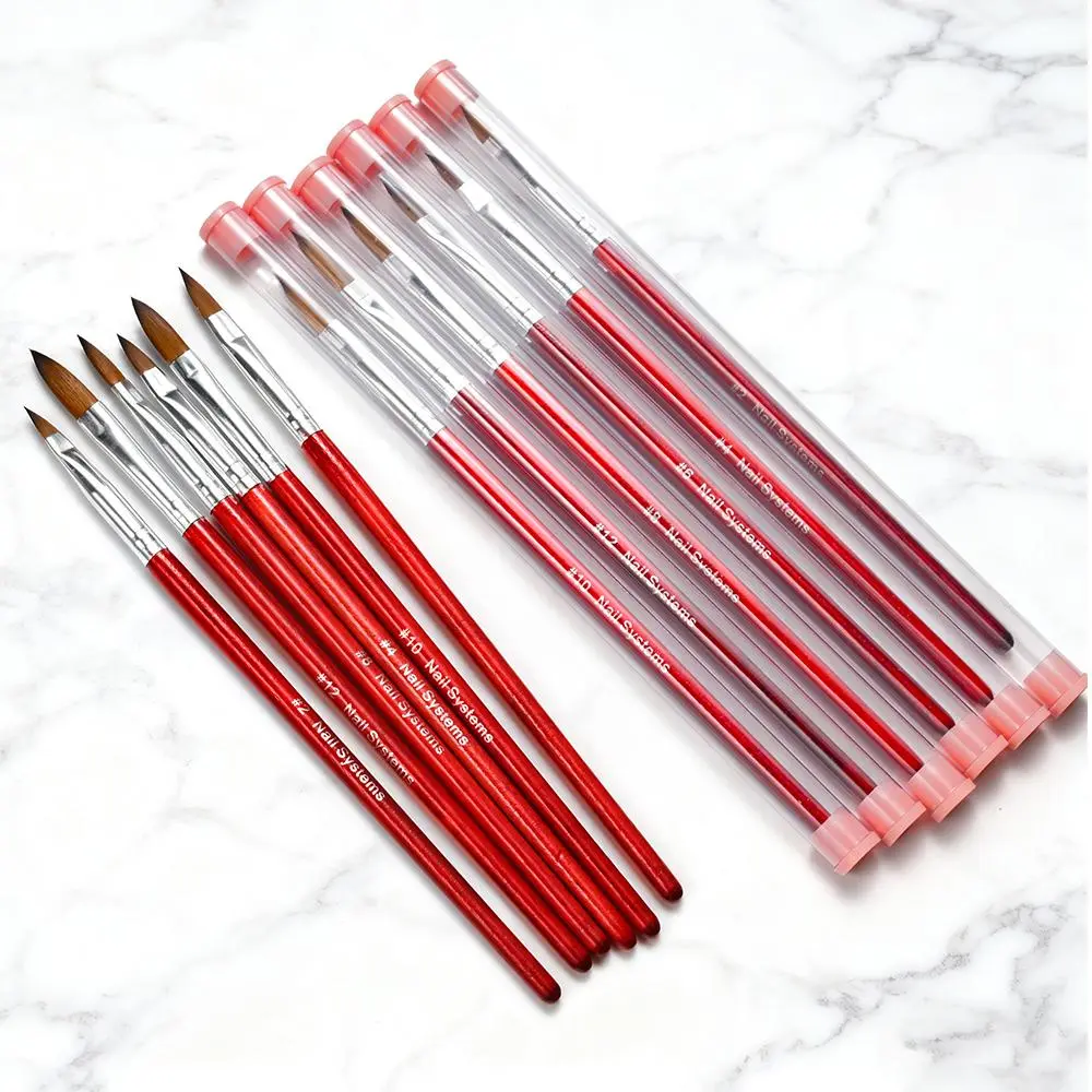 1/6pcs Kolinsky Acrylic Nail Brush #2/4/6/8/10/12 Round Head Kolinsky Crystal Pen Manicure Flower 3D Builder Carving Pen Tools