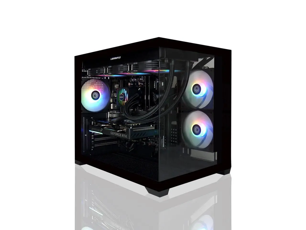 AVGPC Hellfire Gaming PC AMD Ryzen 5 9600X; GeForce RTX 5060 TI 8GB; 16GB DDR5 RAM; 1 TB NVME M.2 SSD; 360mm AIO Liquid Cooler; ARGB Fans; WiFi/AC ; Dual Chamber Case; Windows 11 Home
