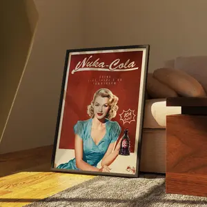 [FAST SALE UP TO 45%] Nuka Cola Poster, Retro 1950s Pop Art Print, Fallout Game Beverage Advertisement Wall Art, Vintage Aesthetic Decor, Unframed Print Only