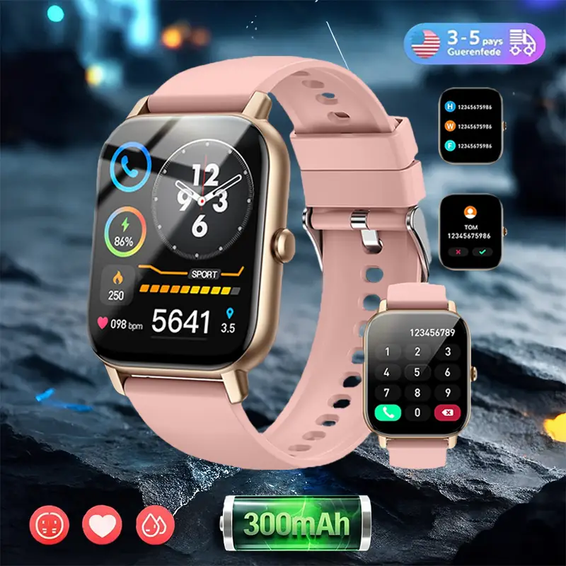 [Fall Deals] Ntaanoo 1.69'' Touchscreen Smartwatch with Fitness Tracker & Sleep Monitor for Men Women Android iOS Compatible Silicone Band Bluetooth C